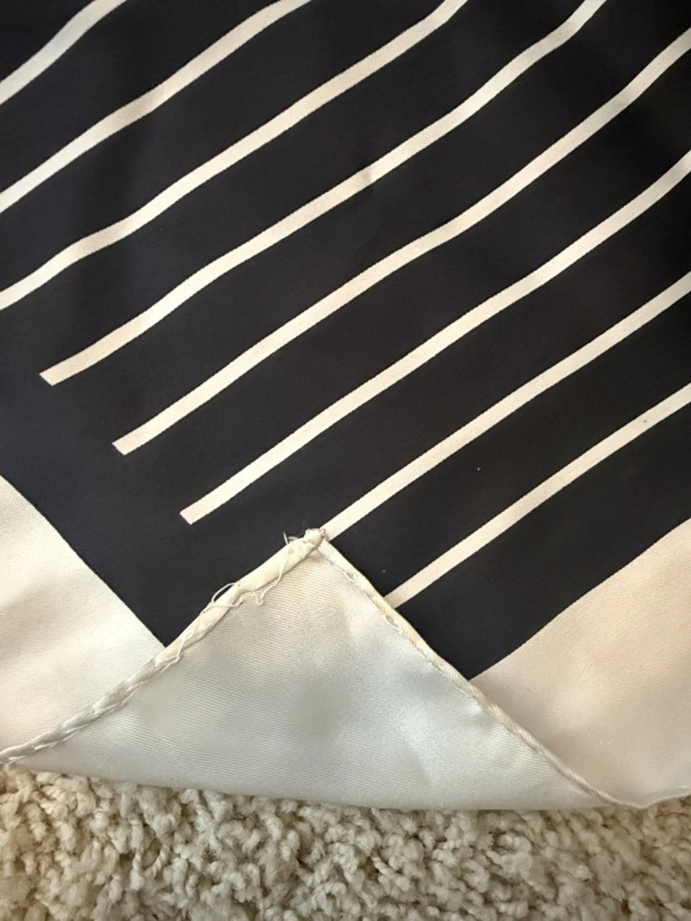 Dior Cream and Navy Silk Scarf with Branded Tag